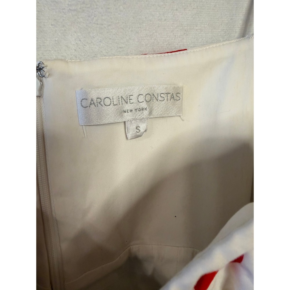 CAROLINE CONSTAS Polka Dot Off Shoulder Ruffle Top Ivory Red Blue Yellow Black S - Picture 7 of 9